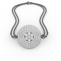 Palmira Daire Bilezik - Swarovski ve beyaz zirkon 925 ayar siyah rodyum kaplama gümüş bilezik #1550jyl