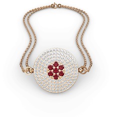 Palmira Daire Bilezik - Garnet ve swarovski 8 ayar rose altın bilezik #1ccraea