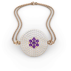 Ametist ve swarovski 14 ayar rose altın bilezik