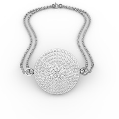 Palmira Daire Bilezik - Pırlanta ve beyaz zirkon 8 ayar beyaz altın bilezik (0.105 karat) #1o24fup