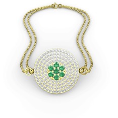 Palmira Daire Bilezik - Yeşil kuvars ve pırlanta 925 ayar altın kaplama gümüş bilezik (12.98 karat) #1xysfyh