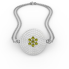 Palmira Daire Bilezik - Peridot ve swarovski 18 ayar beyaz altın bilezik #afdyba