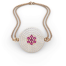 Palmira Daire Bilezik - Rodolit garnet ve pırlanta 14 ayar rose altın bilezik (12.98 karat) #bj9b9s