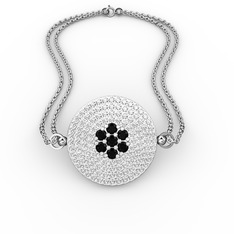 Palmira Daire Bilezik - Siyah zirkon ve beyaz zirkon 14 ayar beyaz altın bilezik #blw1al