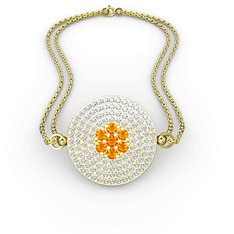 Palmira Daire Bilezik - Sitrin ve beyaz zirkon 14 ayar altın bilezik #cxj0l7