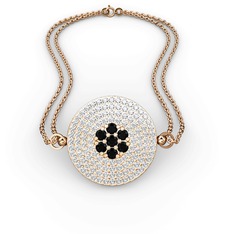 Palmira Daire Bilezik - Siyah zirkon ve beyaz zirkon 18 ayar rose altın bilezik #cyt40k