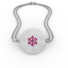 Palmira Daire Bilezik - Rodolit garnet ve pırlanta 8 ayar beyaz altın bilezik (12.98 karat) #d1g289
