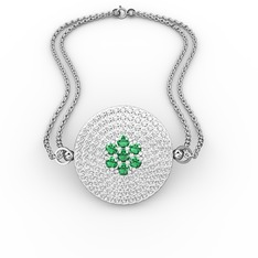 Yeşil kuvars ve swarovski 18 ayar beyaz altın bilezik