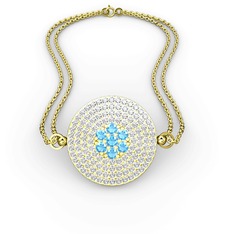 Palmira Daire Bilezik - Akuamarin ve swarovski 8 ayar altın bilezik #n6bwb4