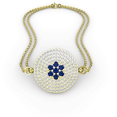 Palmira Daire Bilezik - Lab safir ve swarovski 14 ayar altın bilezik #pkb5wi