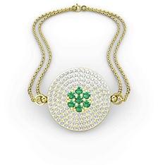 Yeşil kuvars ve swarovski 925 ayar altın kaplama gümüş bilezik