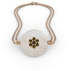 Dumanlı kuvars ve swarovski 8 ayar rose altın bilezik