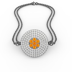 Sitrin ve beyaz zirkon 925 ayar siyah rodyum kaplama gümüş bilezik