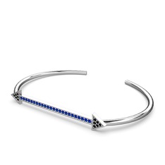 Siyah zirkon ve lab safir 8 ayar beyaz altın bilezik