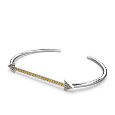 Diane Ok Bilezik - Dumanlı kuvars ve sitrin 8 ayar beyaz altın bilezik #10mpv65