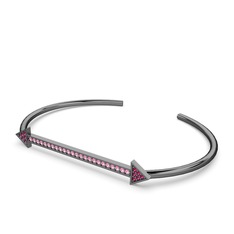 Diane Ok Bilezik - Rodolit garnet ve pembe kuvars 925 ayar siyah rodyum kaplama gümüş bilezik #116vhhy