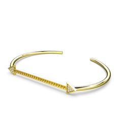 Beyaz zirkon ve sitrin 925 ayar altın kaplama gümüş bilezik