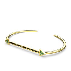 Diane Ok Bilezik - Yeşil kuvars ve siyah zirkon 925 ayar altın kaplama gümüş bilezik #13y5r87