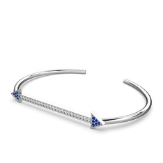 Lab safir ve swarovski 14 ayar beyaz altın bilezik