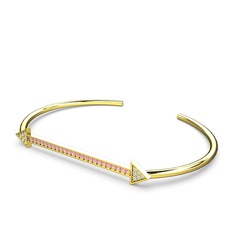 Diane Ok Bilezik - Swarovski ve pembe kuvars 18 ayar altın bilezik #165li3k