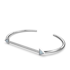 Diane Ok Bilezik - Akuamarin ve pırlanta 8 ayar beyaz altın bilezik (0.264 karat) #17a0ixi