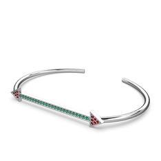 Diane Ok Bilezik - Garnet ve yeşil kuvars 8 ayar beyaz altın bilezik #18y1yl8