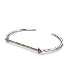 Garnet ve dumanlı kuvars 14 ayar beyaz altın bilezik