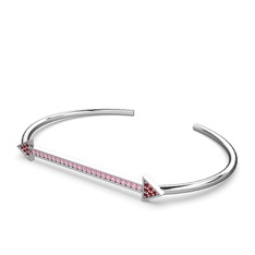 Diane Ok Bilezik - Garnet ve pembe kuvars 8 ayar beyaz altın bilezik #1bl7yom