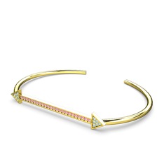 Akuamarin ve pembe kuvars 925 ayar altın kaplama gümüş bilezik