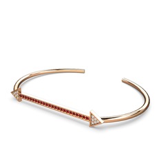 Beyaz zirkon ve garnet 925 ayar rose altın kaplama gümüş bilezik