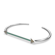 Dumanlı kuvars ve yeşil kuvars 925 ayar gümüş bilezik