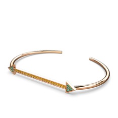 Diane Ok Bilezik - Yeşil kuvars ve sitrin 925 ayar rose altın kaplama gümüş bilezik #1htxtsk