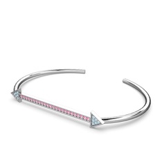 Diane Ok Bilezik - Akuamarin ve pembe kuvars 14 ayar beyaz altın bilezik #1irpz3b