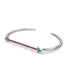 Diane Ok Bilezik - Yeşil kuvars ve garnet 18 ayar beyaz altın bilezik #1lu0yhq