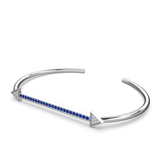Swarovski ve lab safir 18 ayar beyaz altın bilezik