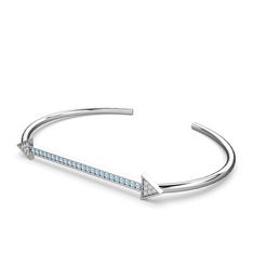 Diane Ok Bilezik - Pırlanta ve akuamarin 8 ayar beyaz altın bilezik (0.1056 karat) #1odiy5y