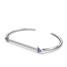 Ametist ve swarovski 18 ayar beyaz altın bilezik