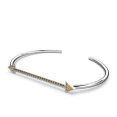 Sitrin ve dumanlı kuvars 14 ayar beyaz altın bilezik