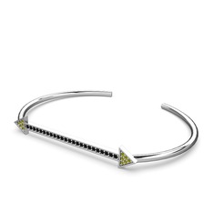 Diane Ok Bilezik - Peridot ve siyah zirkon 925 ayar gümüş bilezik #1smgjez