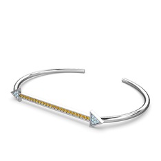 Akuamarin ve sitrin 925 ayar gümüş bilezik