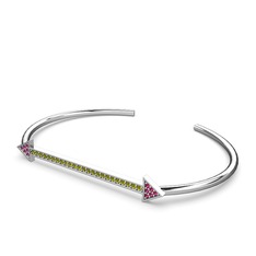 Rodolit garnet ve peridot 18 ayar beyaz altın bilezik