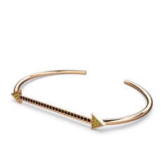 Peridot ve siyah zirkon 925 ayar rose altın kaplama gümüş bilezik
