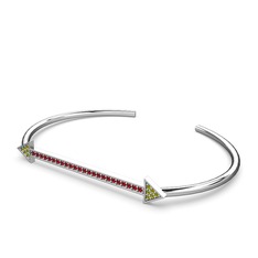Diane Ok Bilezik - Peridot ve garnet 14 ayar beyaz altın bilezik #1x4gxho