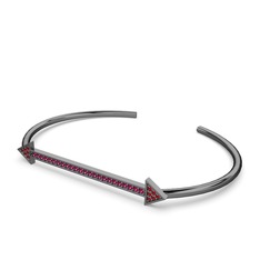 Garnet ve rodolit garnet 925 ayar siyah rodyum kaplama gümüş bilezik