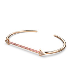 Pırlanta ve pembe kuvars 18 ayar rose altın bilezik (0.1056 karat)
