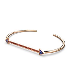Lab safir ve garnet 925 ayar rose altın kaplama gümüş bilezik