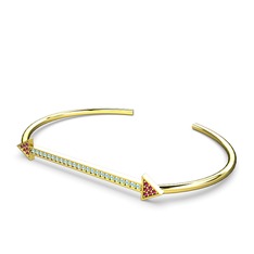 Rodolit garnet ve akuamarin 925 ayar altın kaplama gümüş bilezik