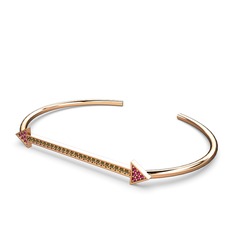 Rodolit garnet ve dumanlı kuvars 14 ayar rose altın bilezik