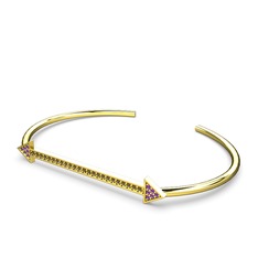 Ametist ve dumanlı kuvars 8 ayar altın bilezik