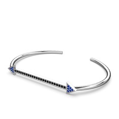 Lab safir ve siyah zirkon 925 ayar gümüş bilezik